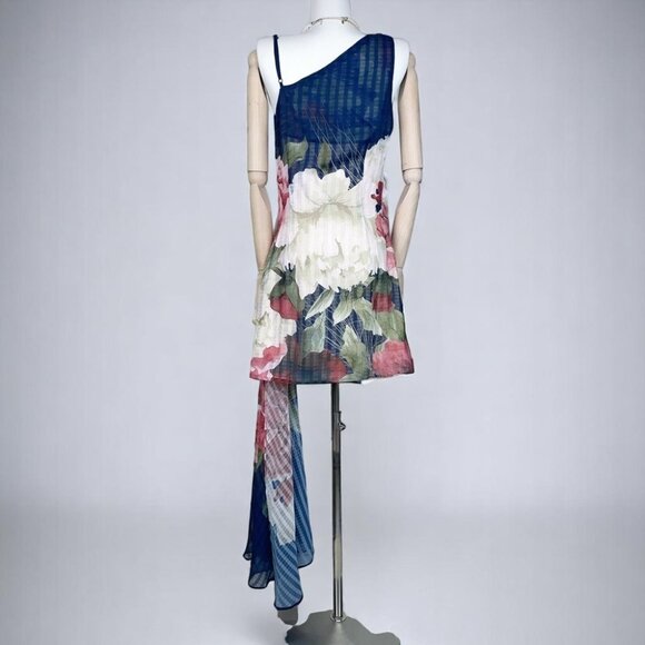 NWT Elliatt Odeon Draped Collar Mini Dress Navy Floral Multi - Picture 8 of 9